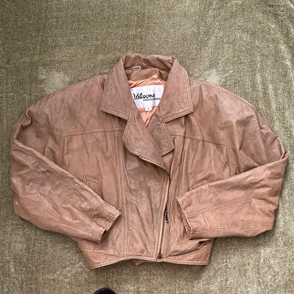 Wilsons Leather Cropped Dusty Rose Leather Jacket - Women's - Picture 2 of 4